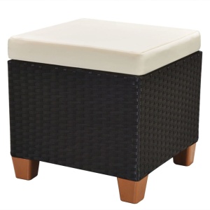 Set mobilier de grădină cu perne, 7 piese, negru, poliratan - Img 7
