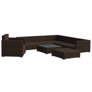 Set mobilier de grădină cu perne, 8 piese, maro, poliratan - Img 3