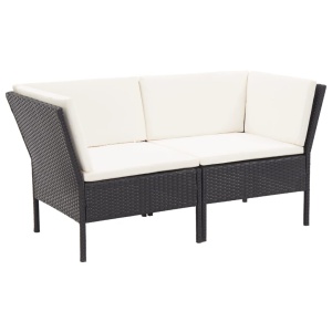 Set mobilier de grădină cu perne, 8 piese, negru, poliratan - Img 3