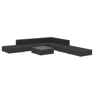 Set mobilier de grădină cu perne, 8 piese, negru, poliratan - Img 3