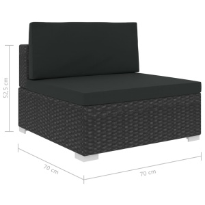 Set mobilier de grădină cu perne, 8 piese, negru, poliratan - Img 10
