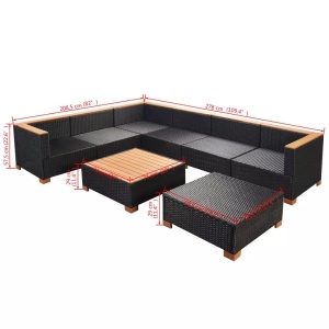 Set mobilier de grădină cu perne, 8 piese, negru, poliratan - Img 11