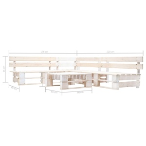 Set mobilier de grădină din paleți, 4 piese, alb, lemn - Img 3