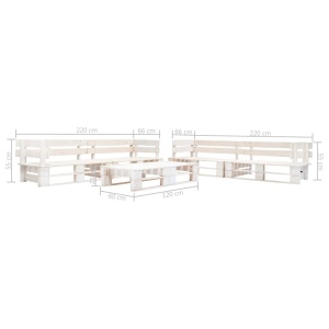 Set mobilier de grădină din paleți, 6 piese, alb, lemn - Img 3