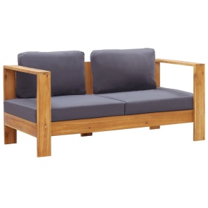 Set mobilier grădină cu perne, 4 piese, gri, lemn masiv acacia - Img 6