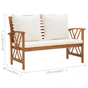 Set mobilier grădină cu perne, 4 piese, lemn masiv de acacia - Img 10