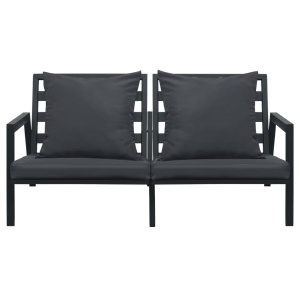 Set mobilier grădină cu perne 5 piese gri inchis aluminiu - Img 4