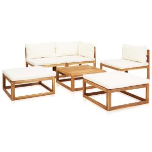 Set mobilier grădină cu perne, 6 piese, lemn masiv acacia - Img 3