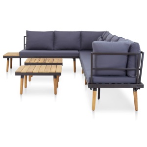 Set mobilier grădină cu perne, 7 piese, lemn masiv de acacia - Img 3