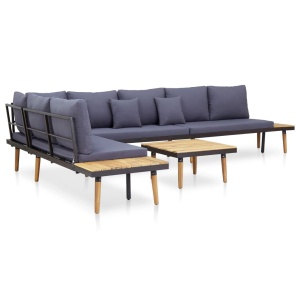 Set mobilier grădină perne 5 piese maro lemn masiv acacia - Img 3