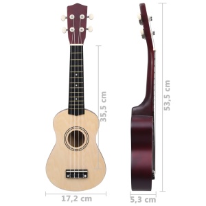 Set ukulele soprano, cu husă, pentru copii, lemn deschis, 21" - Img 10