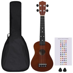 Set ukulele soprano, cu husă, pentru copii, lemn inchis, 23" - Img 2