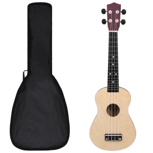 Set ukulele Soprano pentru copii, cu husă, lemn deschis, 23"