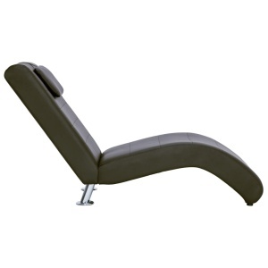 Șezlong cu pernă, maro, piele artificială - Img 8