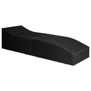 Șezlong cu pernă, negru, poliratan - Img 2