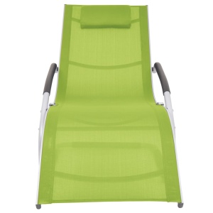 Șezlong cu pernă, verde, aluminiu și textilenă - Img 2