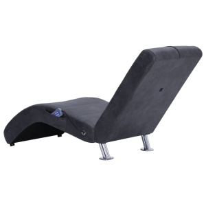 Șezlong de masaj cu pernă, gri, piele intoarsă artificială - Img 5