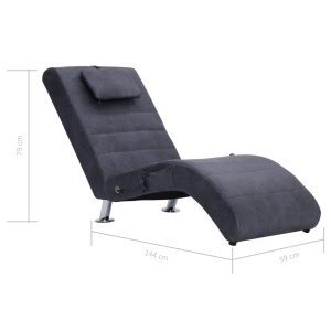 Șezlong de masaj cu pernă, gri, piele intoarsă artificială - Img 9
