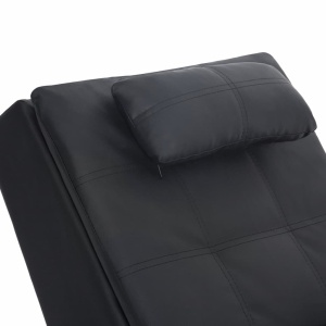 Șezlong de masaj cu pernă, negru, piele artificială - Img 6