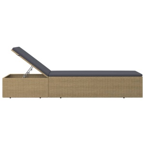 Șezlong, maro și gri inchis, poliratan - Img 3