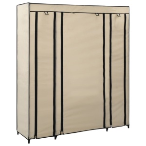 Șifonier cu bare și compartimente, crem, 150x45x176 cm, textil - Img 3