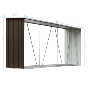 Șopron depozitare lemne, maro, 330x84x152 cm, oțel galvanizat - Img 5