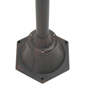 Stâlp cu lumini de grădină E27 220 cm, aluminiu 2 lămpi, bronz - Img 4