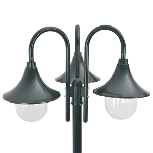 Stâlp iluminat grădină E27 220cm aluminiu 3 lămpi verde inchis - Img 3