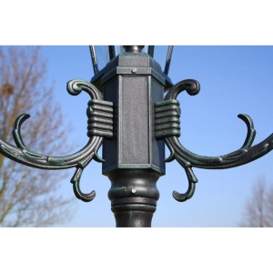Stâlp lampă grădină 2 brațe verde inchis/negru 230 cm aluminiu - Img 4