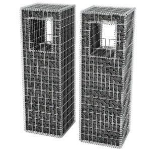 Stâlpi coș gabion/jardinieră, 2 buc., oțel, 50 x 50 x 160 cm - Img 3