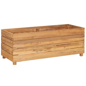 Strat inălțat, 100x40x38 cm, lemn de tec reciclat și oțel - Img 2