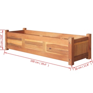 Strat inălțat de grădină, 100x30x25 cm, lemn de acacia - Img 5
