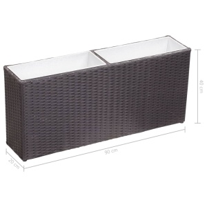 Strat inălțat de grădină 2 ghivece negru 90x20x40 cm poliratan - Img 6