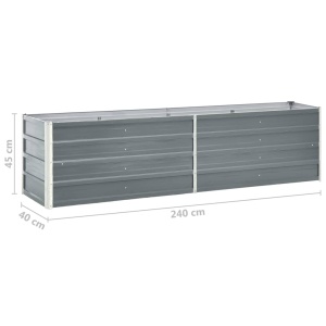 Strat inălțat de grădină gri 240 x 40 x 45 cm oțel galvanizat - Img 5
