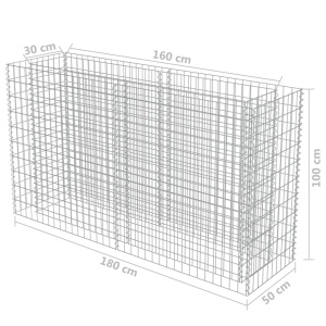 Strat inălțat gabion, 180 x 50 x 100 cm, oțel galvanizat - Img 6