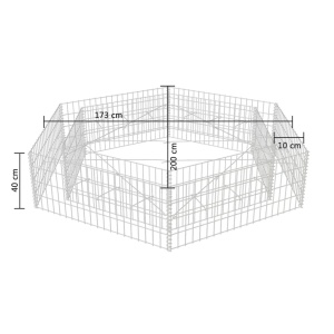 Strat inălțat gabion hexagonal, 200 x 173 x 40 cm - Img 5