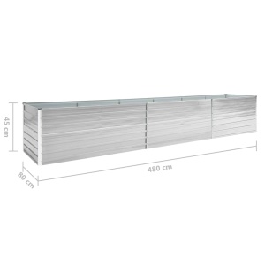 Strat inălțat grădină, gri, 480x80x45 cm, oțel galvanizat - Img 5