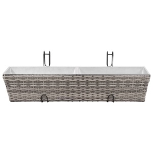 Straturi inălțate de balcon, 2 buc., gri, 80 cm, poliratan - Img 3
