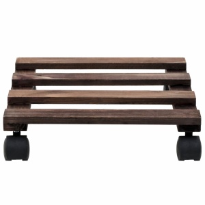 Suport cu role pentru plante, 4 buc., 25x25 cm, lemn de cedru - Img 3