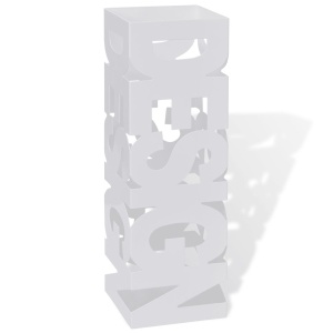 Suport pătrat pentru depozitare umbrelă și baston, oțel, 48,5cm, alb
