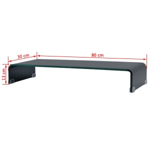 Suport TV/monitor din sticlă, 80 x 30 x 13 cm, negru - Img 5