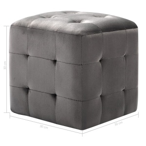 Taburet, 2 buc., gri, 30 x 30 x 30 cm, țesătură din catifea - Img 5