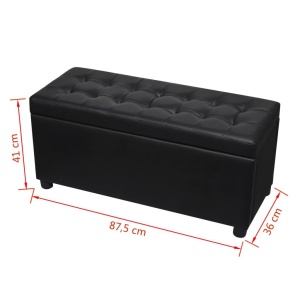 Taburet de depozitare, piele artificială, negru - Img 7