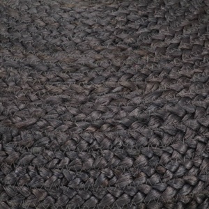 Taburet lucrat manual, gri inchis, 45x30 cm, iută - Img 2