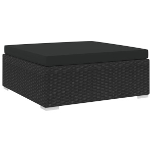 Taburet modular, 1 buc., negru, poliratan, cu pernă