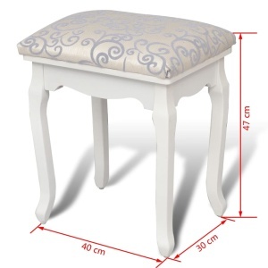 Taburet pentru dressing, alb crem, material textil - Img 5