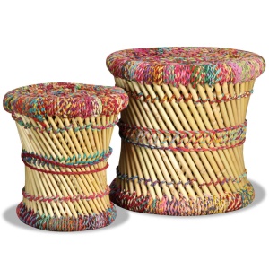 Taburete cu detalii Chindi, 2 buc., multicolor, bambus - Img 5