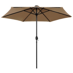 Umbrelă de soare cu LED și stâlp aluminiu, gri taupe, 270 cm - Img 3