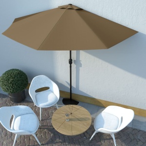 Umbrelă de soare de balcon, tijă aluminiu, gri taupe 300x150 cm