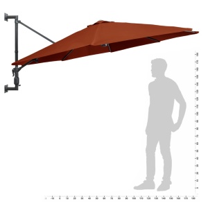 Umbrelă de soare de perete cu stâlp metalic, cărămiziu, 300 cm - Img 7